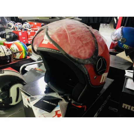 CASCO DEMI JET FGTR CLASSIC ROSSO OPACO E BIANCO